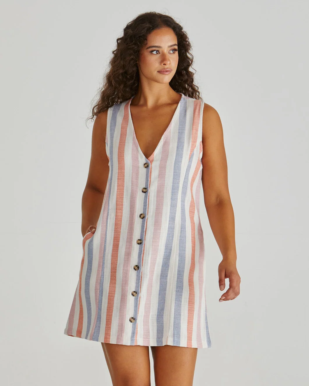 TRAVIS VEST DRESS - Multi Stripe - Image 2